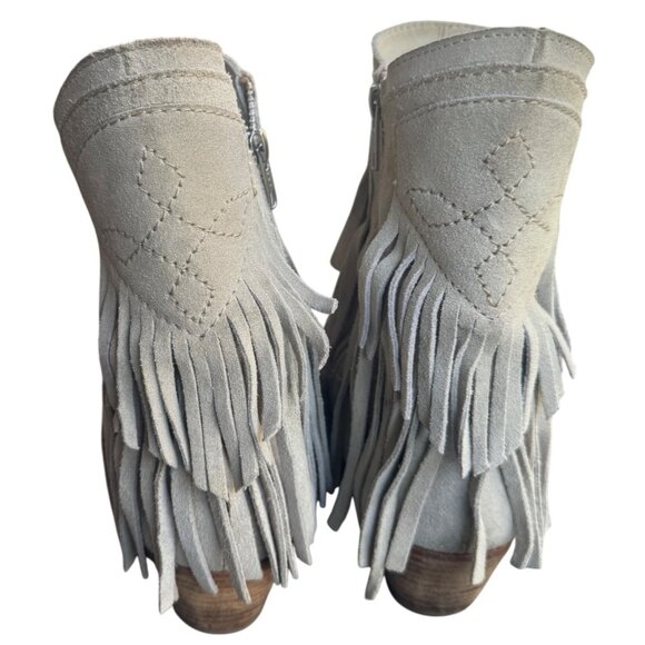 Free People Lawless Bone Suede Leather Fringe Western Boots 38 US 8 - Picture 7 of 11